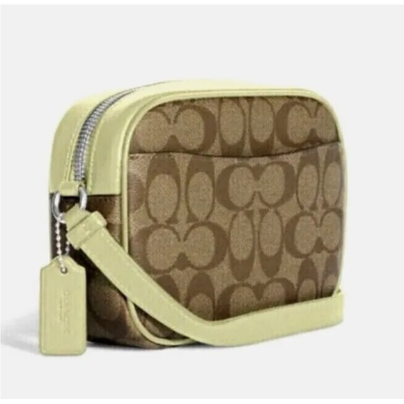 New Coach C9926 Mini Jamie Camera Bag Signature Coated Canvas Khaki / Pale Lime - Picture 4 of 6